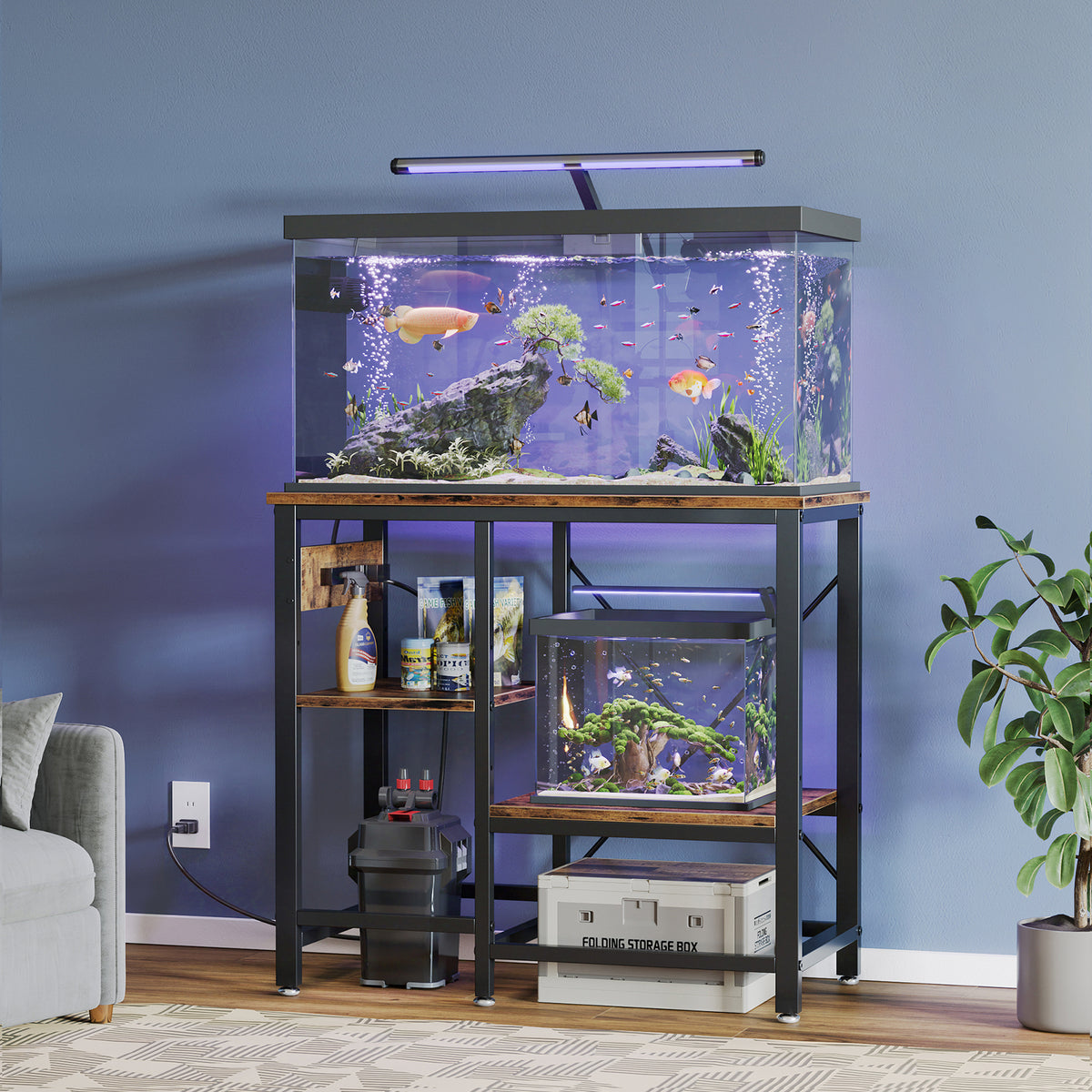 水槽(台付) Bestier 水槽台 コンセント付きアクアラック 水槽置き台 爬虫類水槽