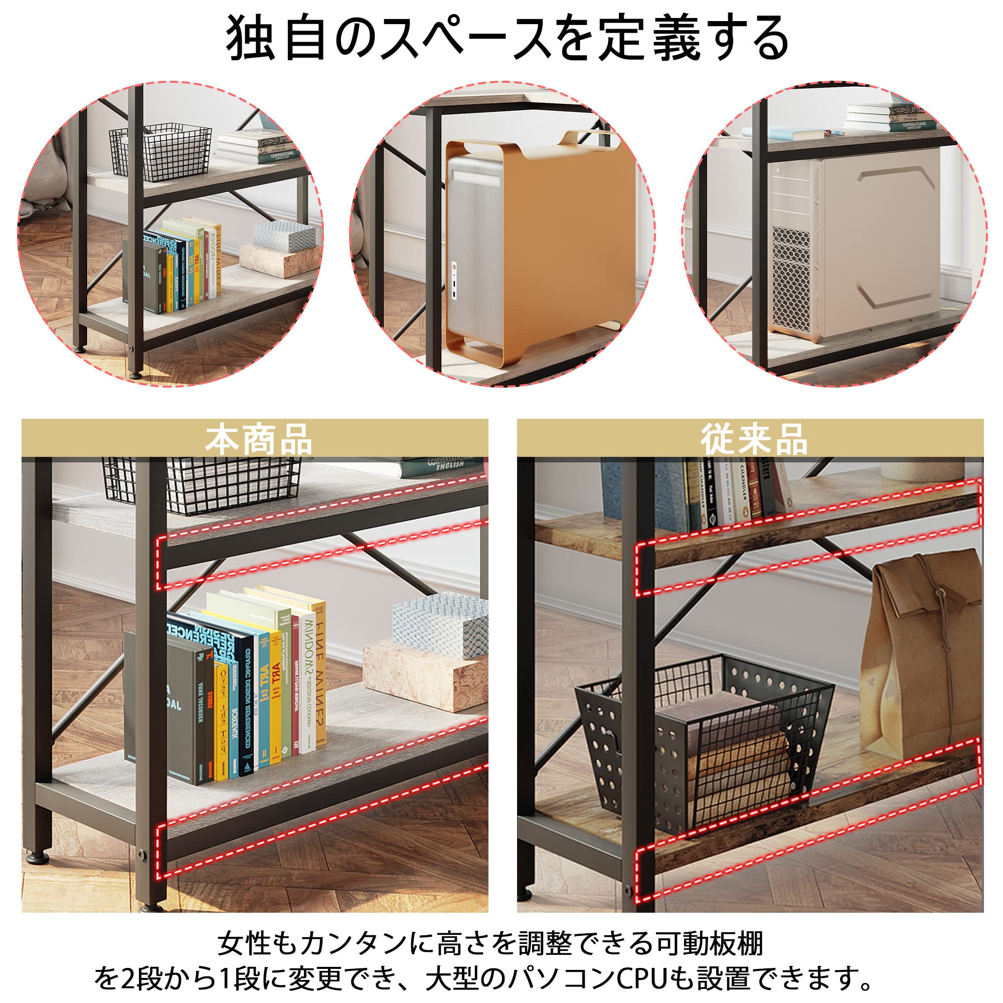 Bestier l字デスク パソコンデスク ゲーミングデスク L字型 机 pcデスク 収納ラック付き 左右入替可能 棚板高さ調節可能
