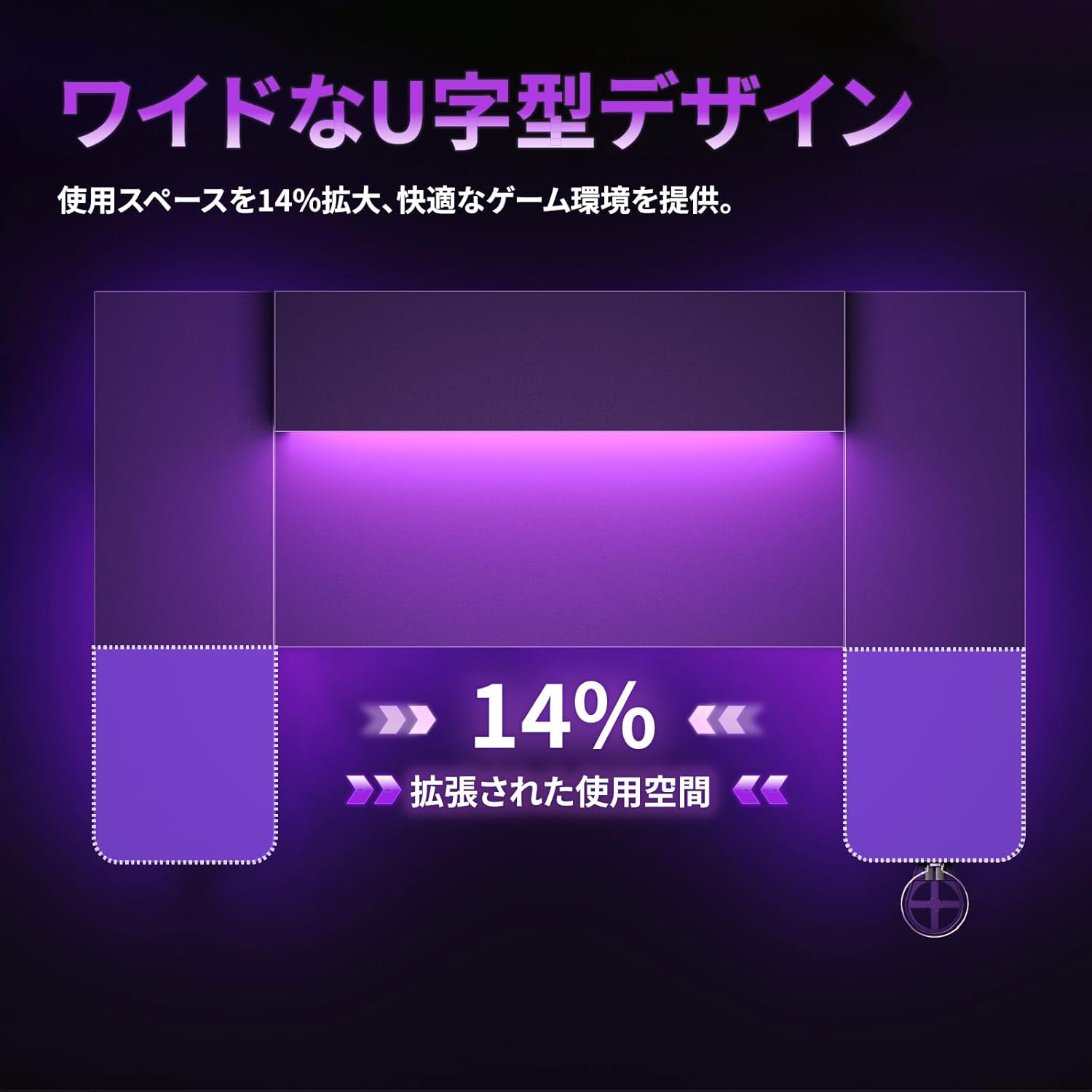 Bestier ゲーミングデスク ゲーミングテーブル LEDライト付き 頑丈なフレーム 安定 U型 モニター台付き プロゲーマー向け