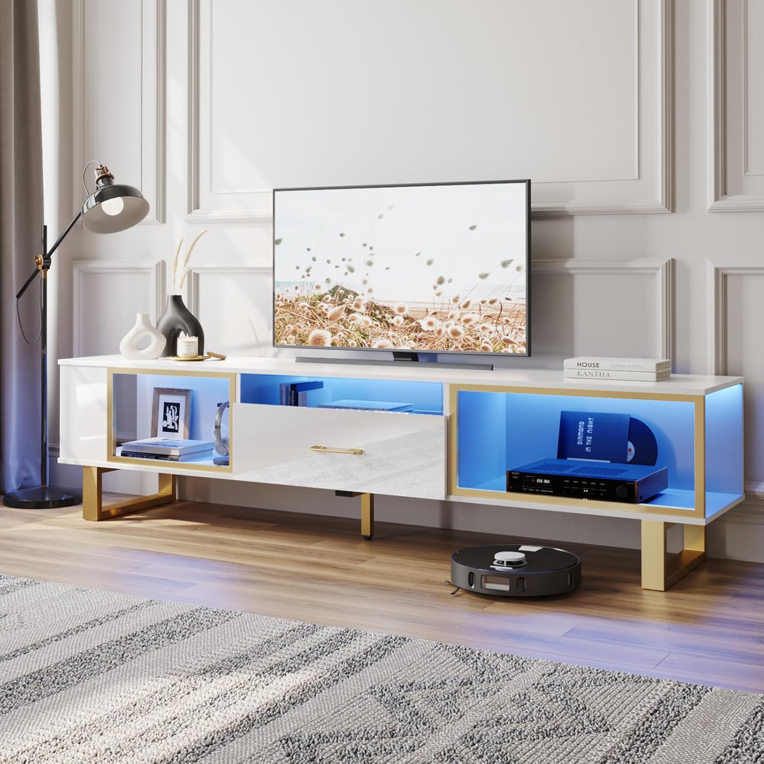 Bestier テレビ台 テレビボード TV台 55/65/70/75/80型対応 耐荷重127kg AV機器対応 鏡面仕様 引き出し付き