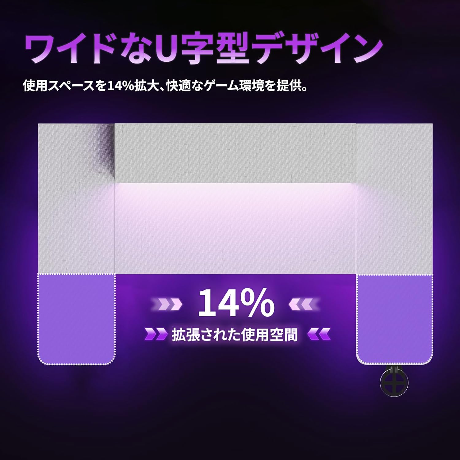 Bestier ゲーミングデスク ゲーミングテーブル LEDライト付き 頑丈なフレーム 安定 U型 モニター台付き プロゲーマー向け