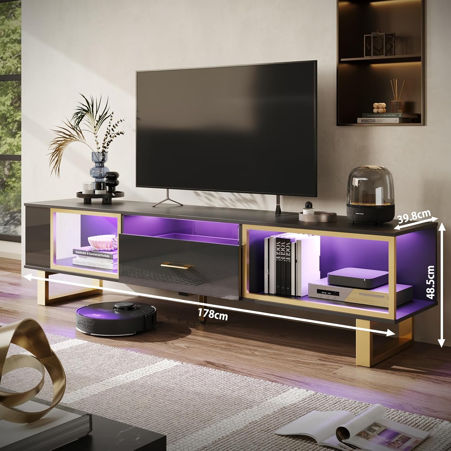 Bestier テレビ台 テレビボード TV台 55/65/70/75/80型対応 耐荷重127kg AV機器対応 鏡面仕様 引き出し付き