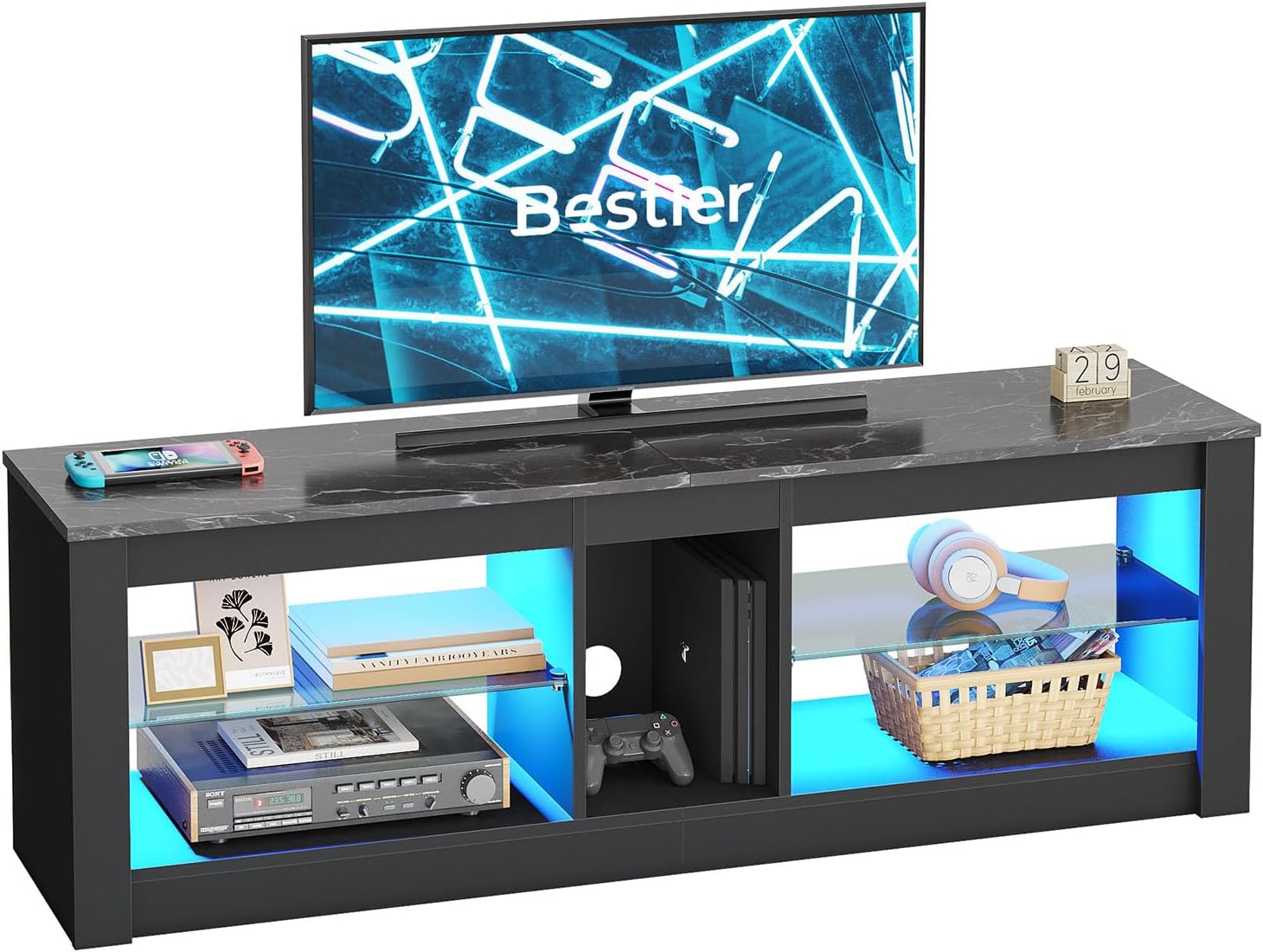 Bestier テレビ台 テレビボード  tv台 32~55型対応 収納棚付き ローボード ロータイプ  壁面テレビ台 テレビラック モダン