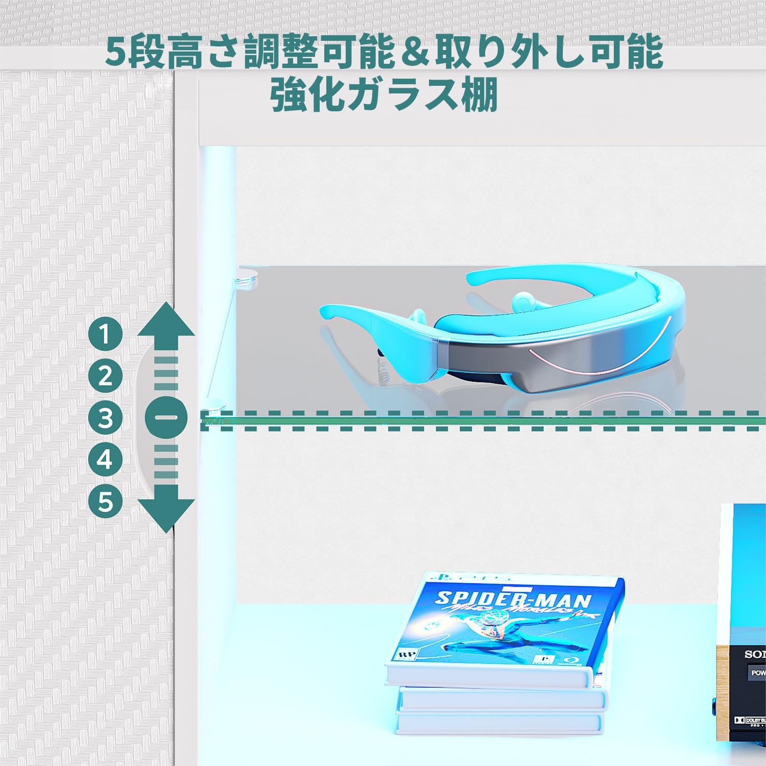 Bestier テレビ台 テレビボード PS5ゲーム機収納対応  32-65型対応のテレビラック AV機器対応 ガラス収納棚付き 扉付き
