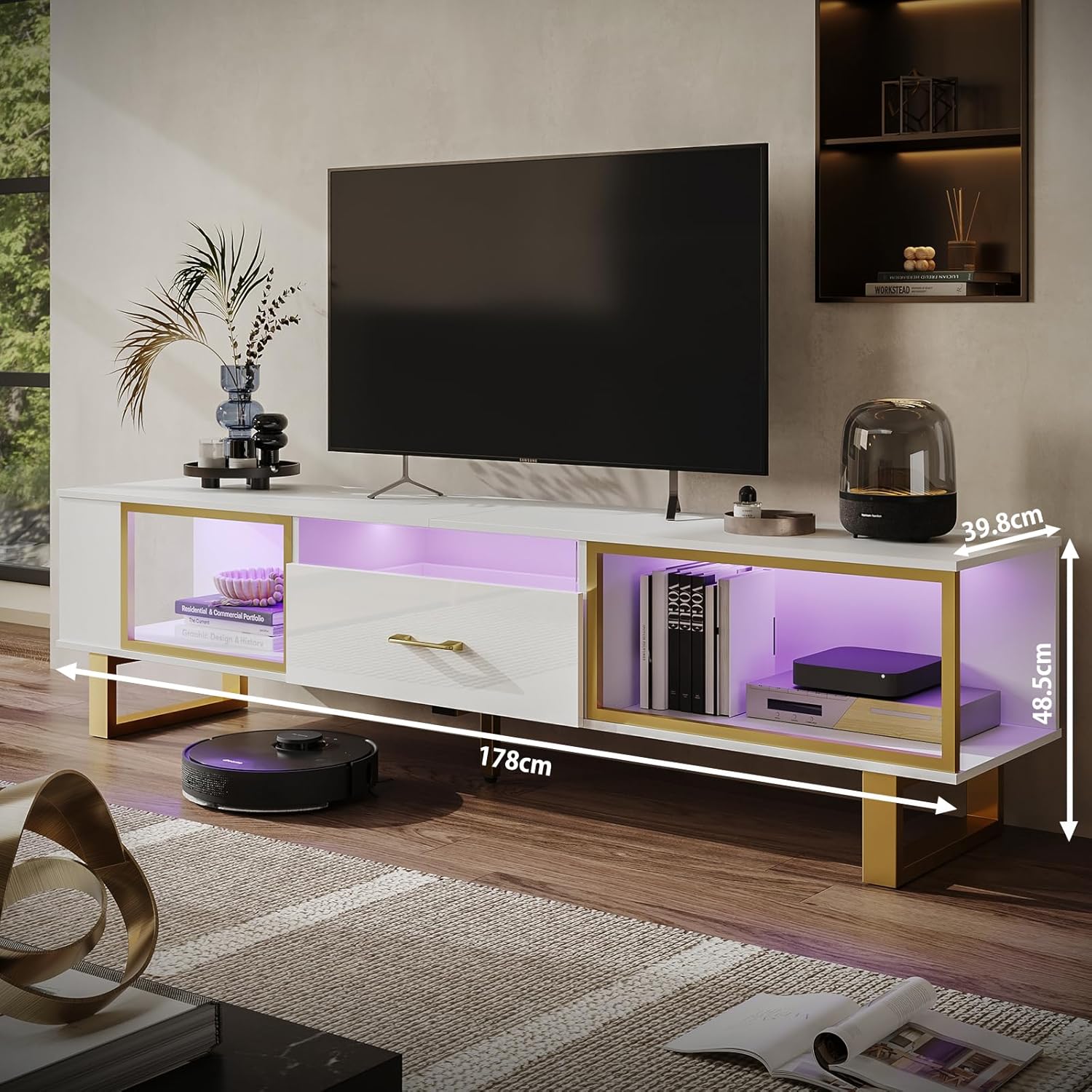 Bestier テレビ台 テレビボード TV台 55/65/70/75/80型対応 耐荷重127kg AV機器対応 鏡面仕様 引き出し付き