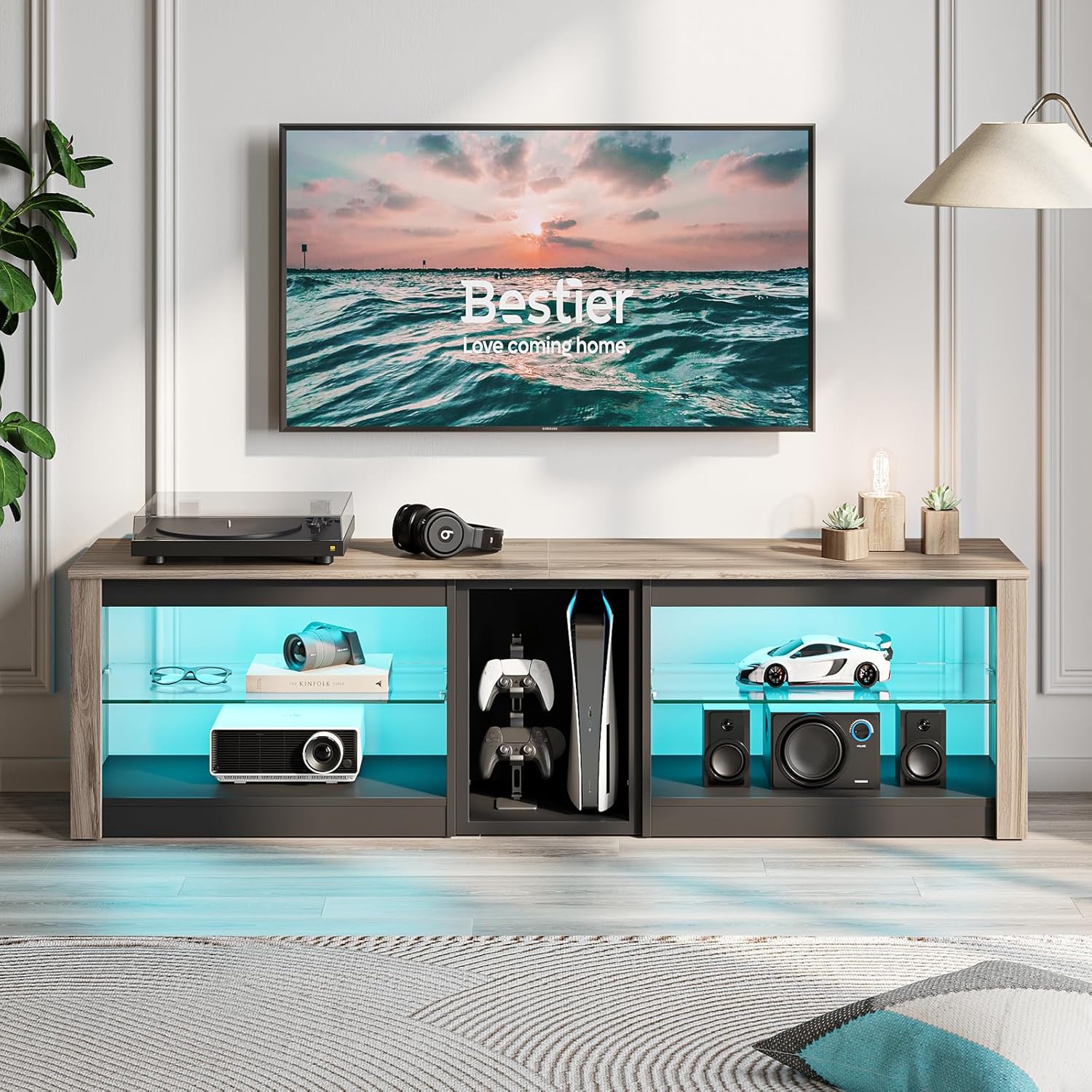 Bestier テレビ台 テレビボード PS5ゲーム機収納対応 32/40/45/55/65/75型対応のテレビラック AV機器対応