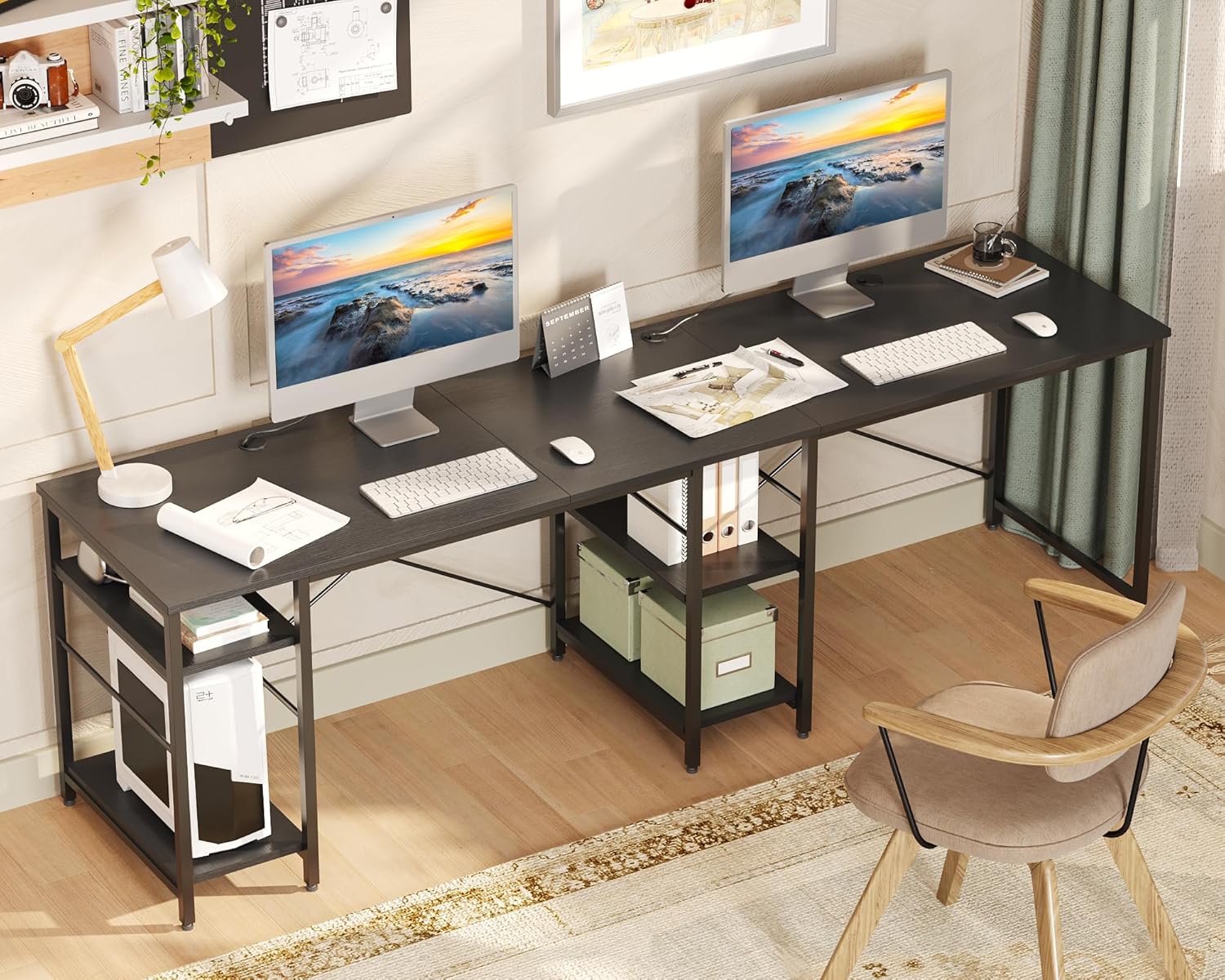 Bestier ゲーミングデスク l字デスク  パソコンデスク L字型 コーナーデスク オフィスデスク  ラック付き 左右入れ替え可能