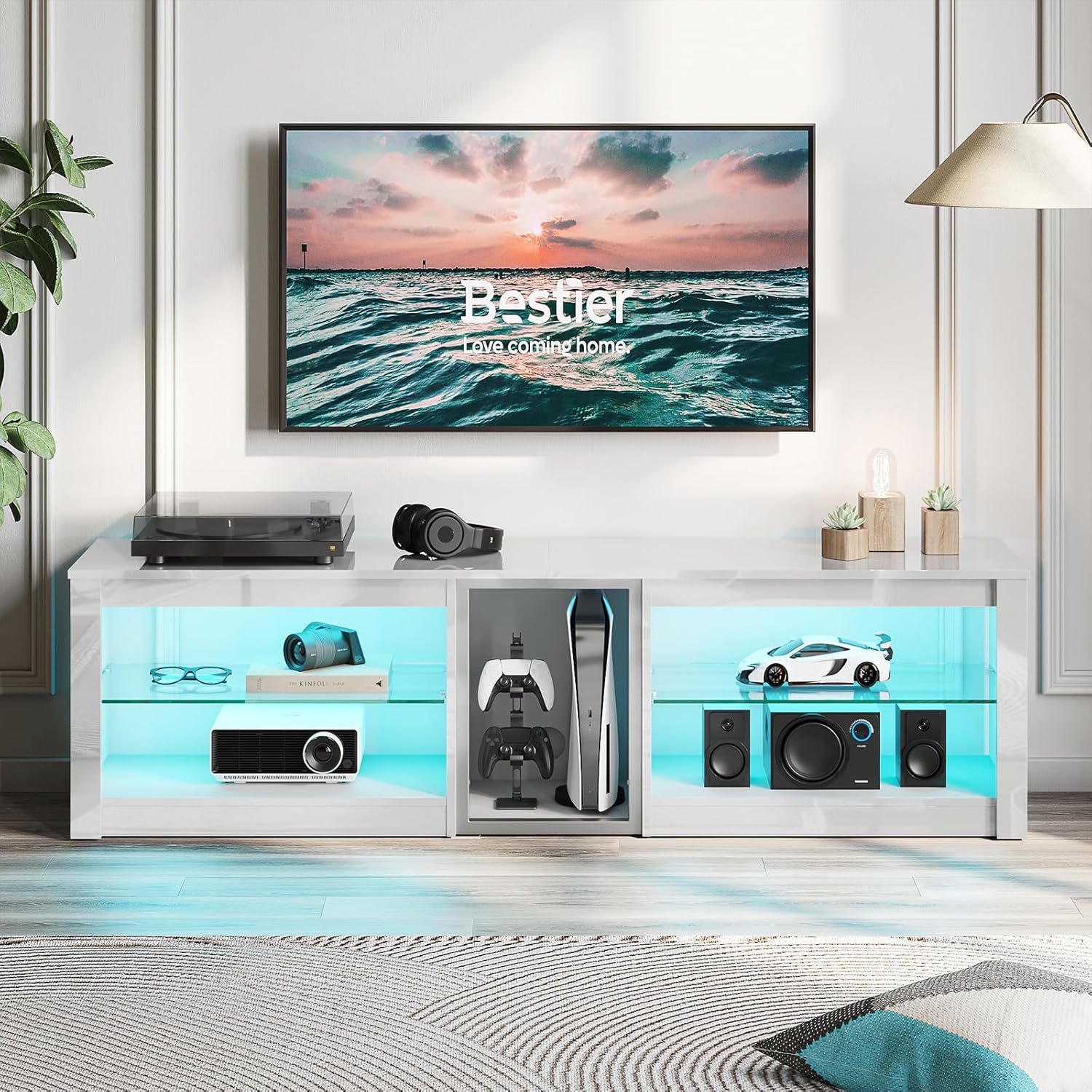 Bestier テレビ台 テレビボード PS5ゲーム機収納対応 32/40/45/55/65/75型対応のテレビラック AV機器対応
