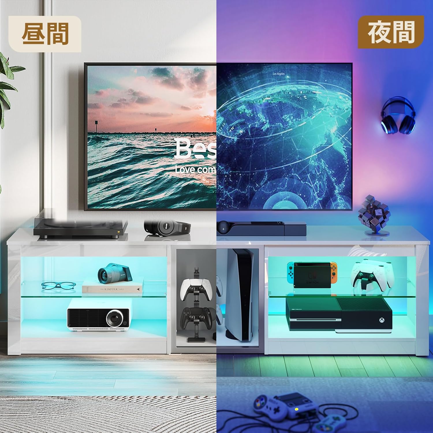 Bestier テレビ台 テレビボード PS5ゲーム機収納対応 32/40/45/55/65/75型対応のテレビラック AV機器対応