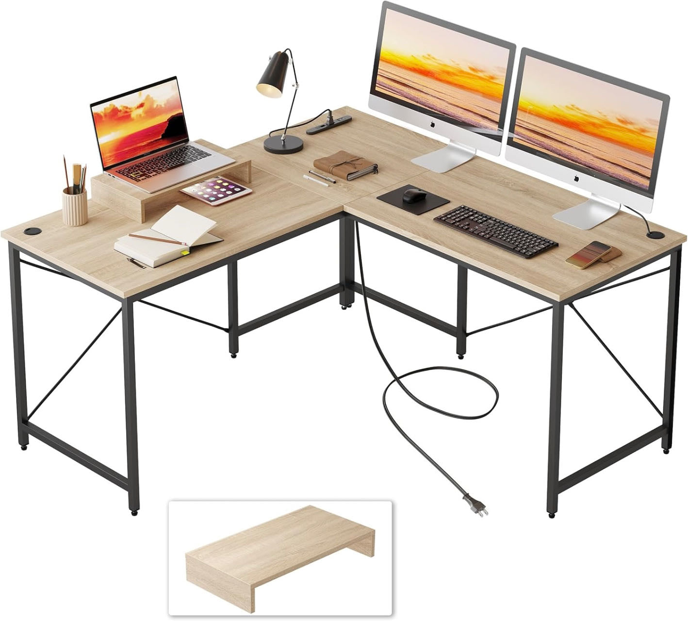 Bestier l字デスク パソコンデスク ゲーミングデスク L字型 机 pcデスク コーナーデスク オフィスデスク 作業机 在宅勤務