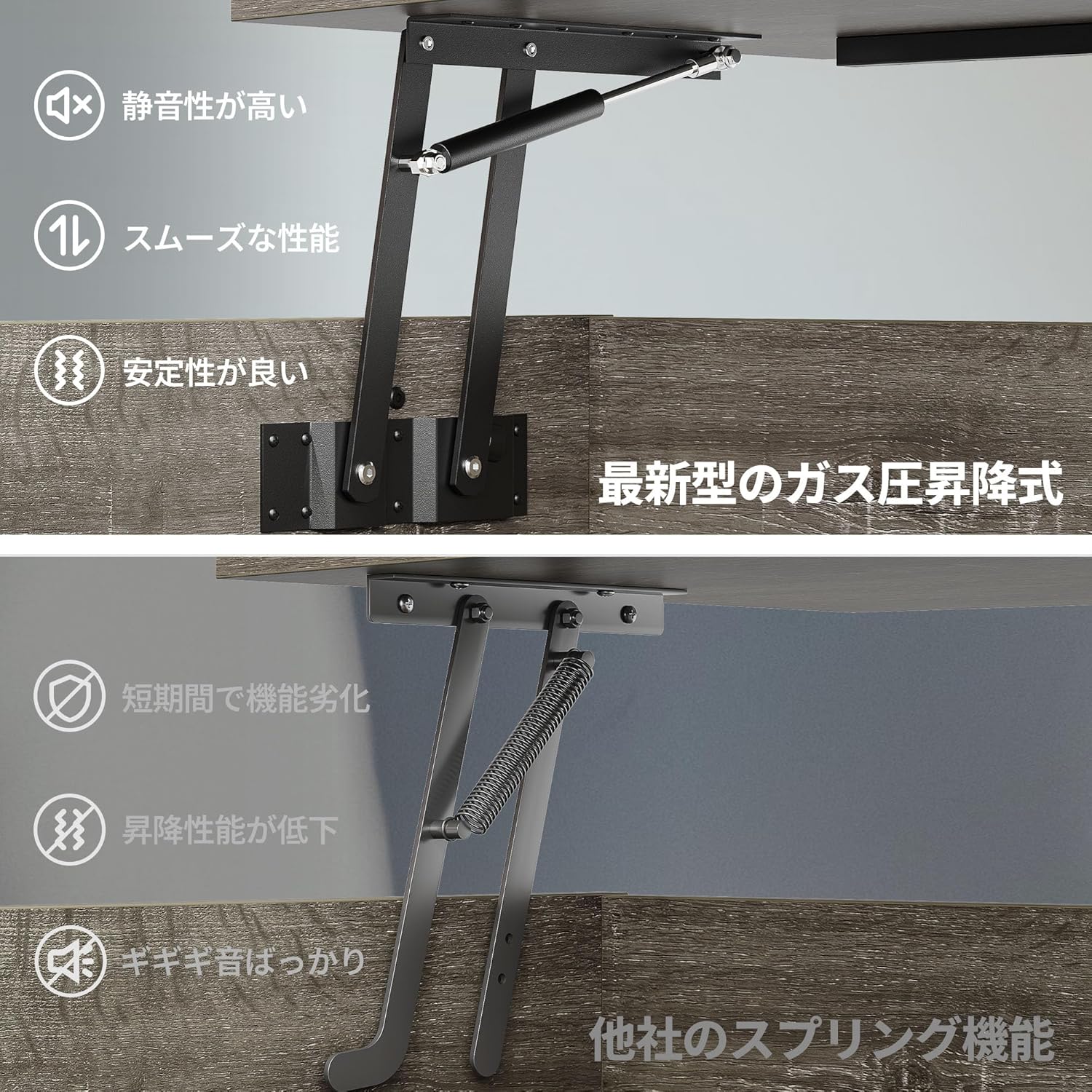 Bestier ローテーブル 昇降式 センターテーブル リフティングテーブル 収納棚付き 隠す収納 リビングテーブル 収納テーブル 食事